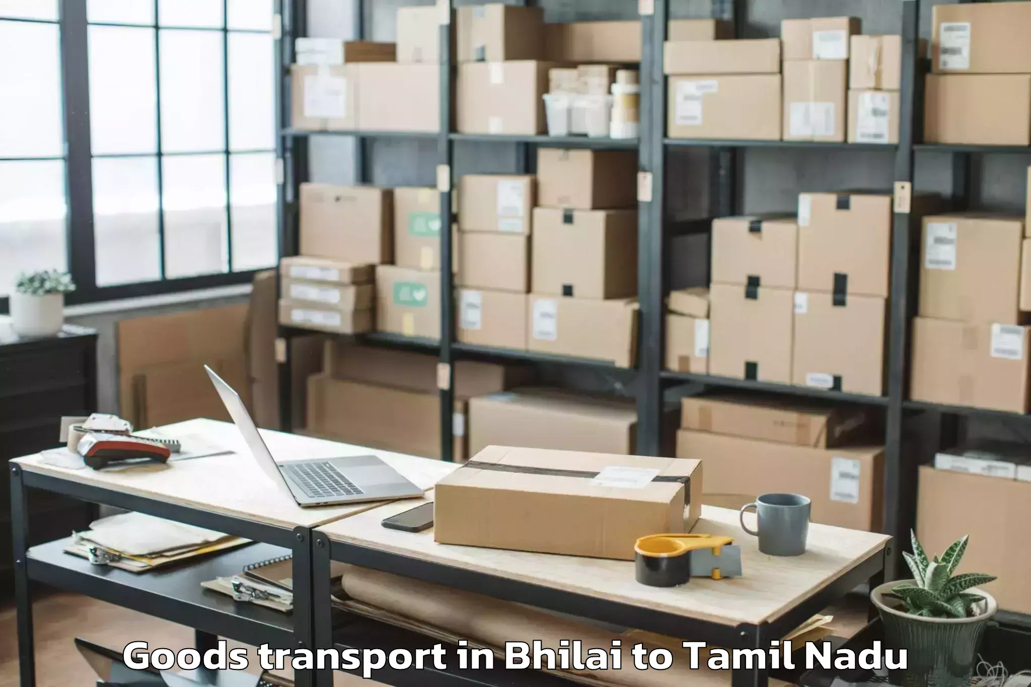 Trusted Bhilai to Memalur Goods Transport